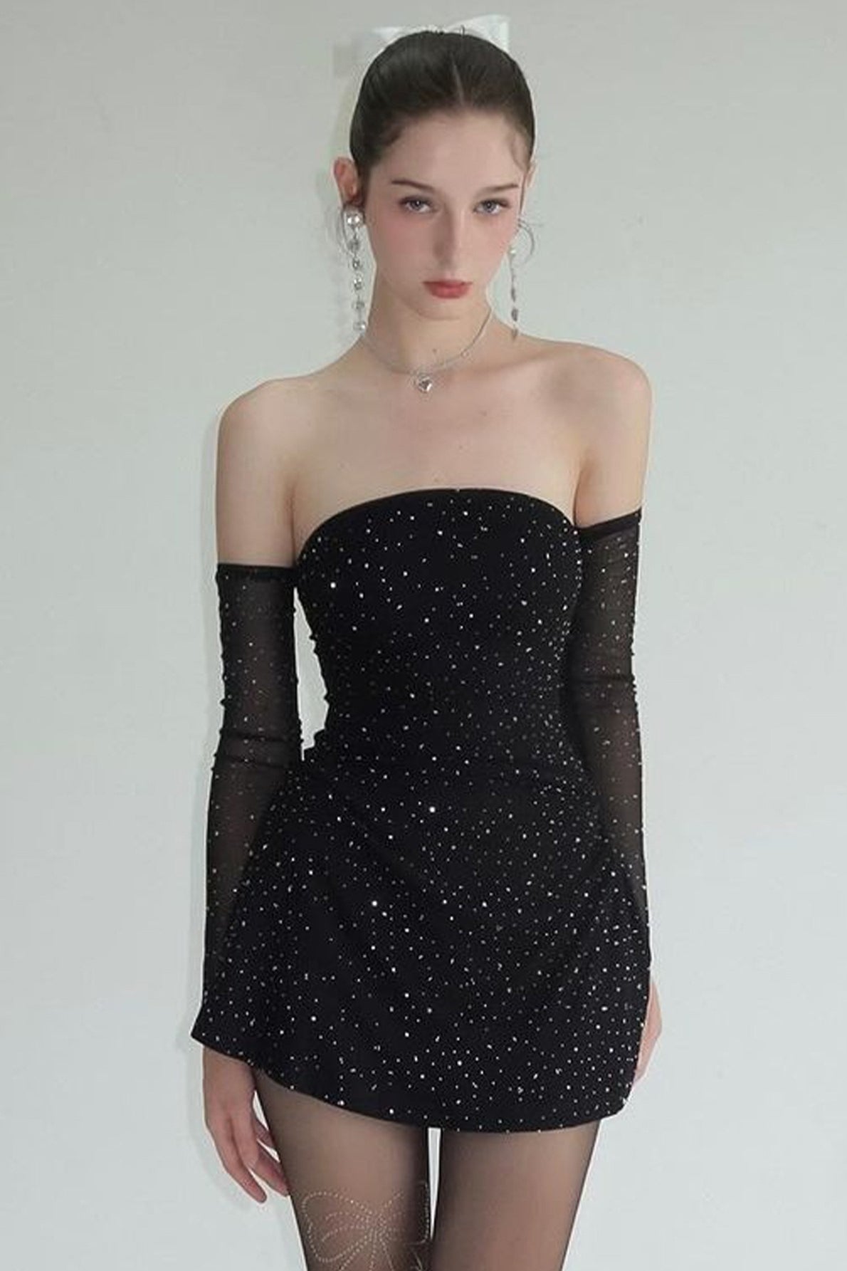 Stretch Shiny Off-Shoulder Birthday Dress