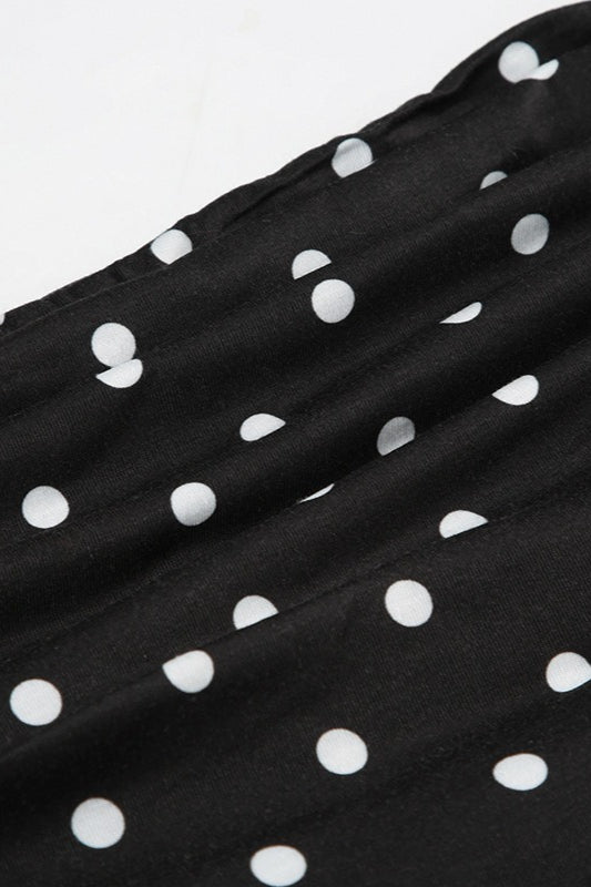 Polka Dot Color Block Off-Shoulder Crop Top