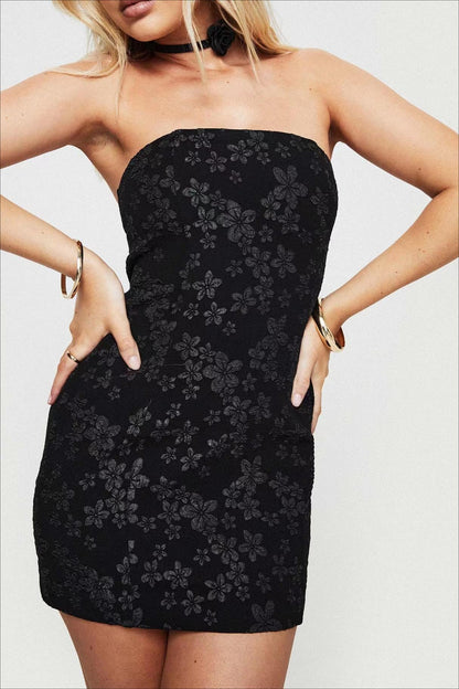 Sleeveless Satin Floral Bodycon Silk Dress