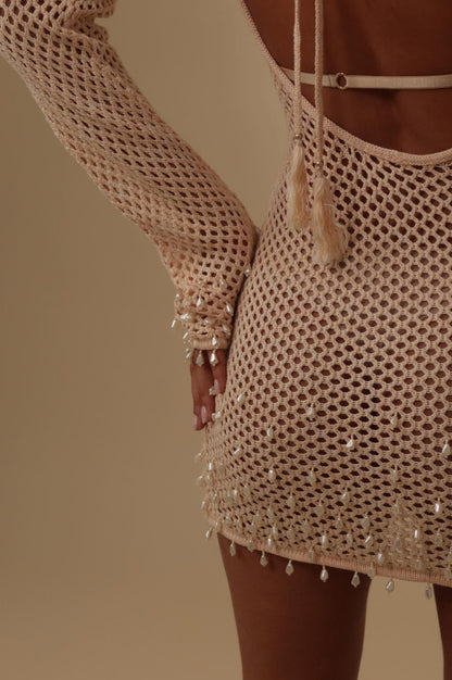 Crew Neck Breathable Long Sleeve Fitted Knit Sweater Dress