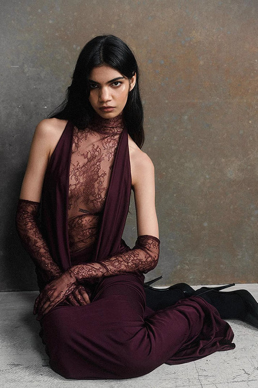 Sexy Halter Neck Deep V Bodycon Maxi Formal Dress