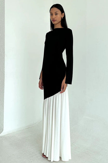 Bodycon Ruched Patchwork Maxi Dress