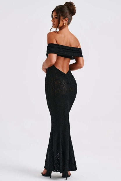 Sexy Floral Lace Backless Lace Dress