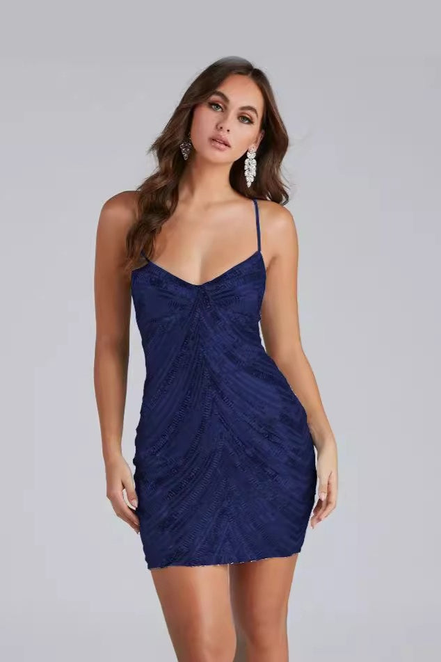 Sexy Cami Vintage Patchwork Sequin Dress