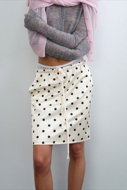 Drawstring Polka Dot Skirt