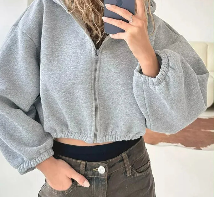 Oversized Fleece Pocket Zip Hoodie