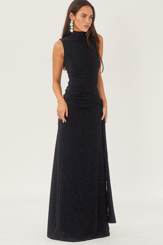 Metallic Ribbon Panel Party Dress