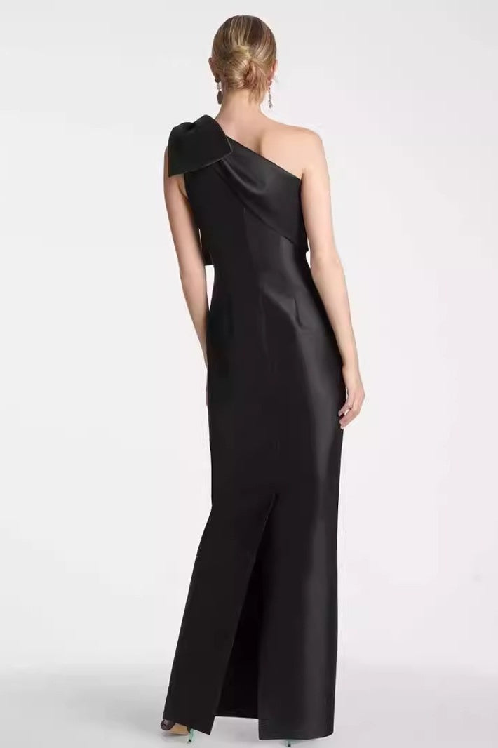 Luxury Black Bow Bandage High Waist Formal Dress