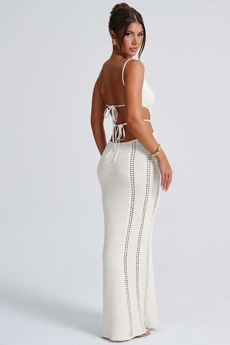 Knit Cutout V Neck Low Cut Solid Tie Chic Cami Sweater Dress