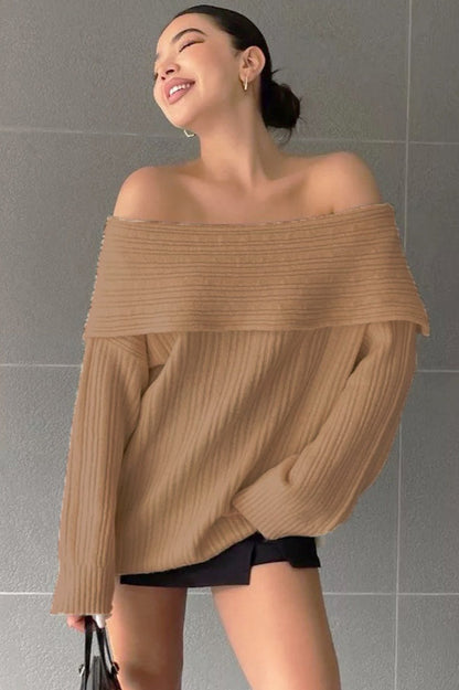 Bardot Neck Long Sleeve Sweater