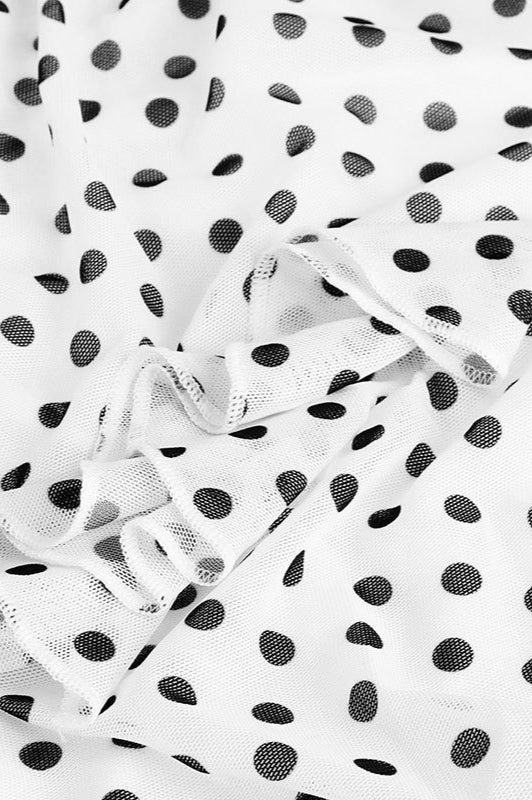 Polka Dot Backless Cami Mesh Maxi Dress