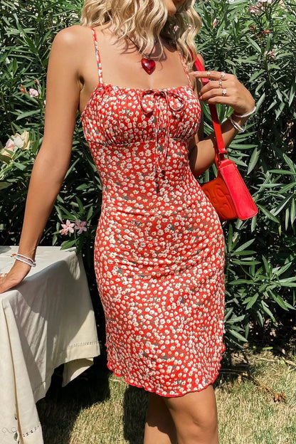 Red Cami Floral Dress