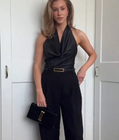 Sexy Slim Lace-Up Bow Backless Sleeveless Cami Top