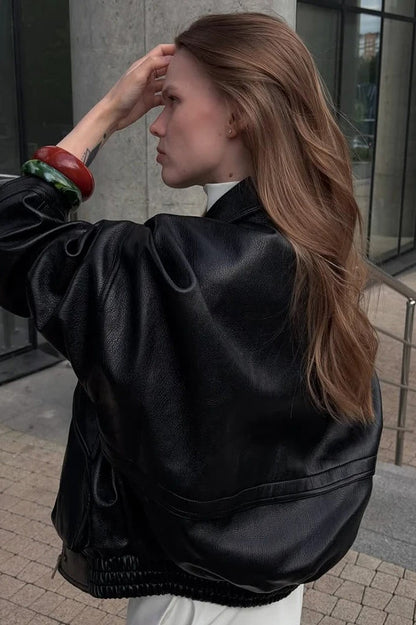 Elegant Black Short Leather Jacket