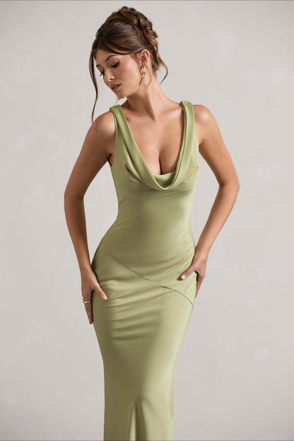 Satin Mermaid Low-Back Party Dress