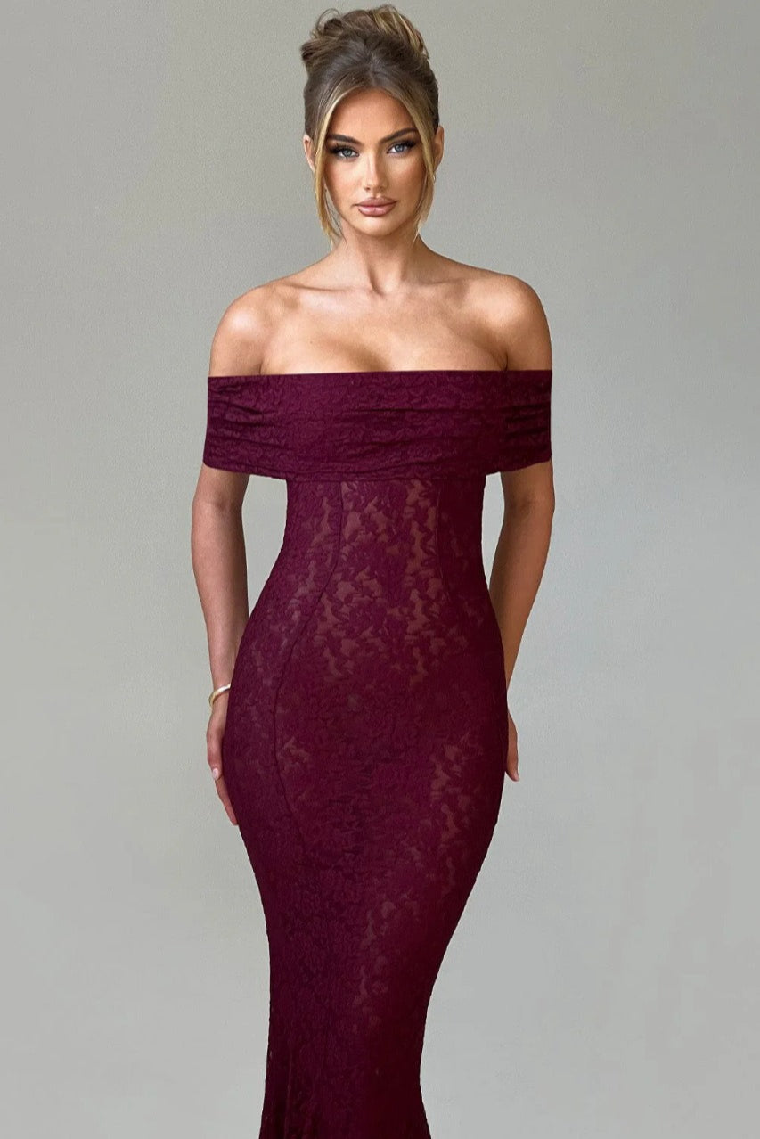 Sexy Floral Lace Backless Lace Dress