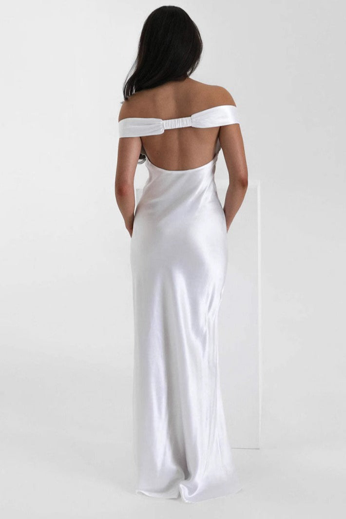 Elegant Mermaid Satin Off Shoulder Formal Dress