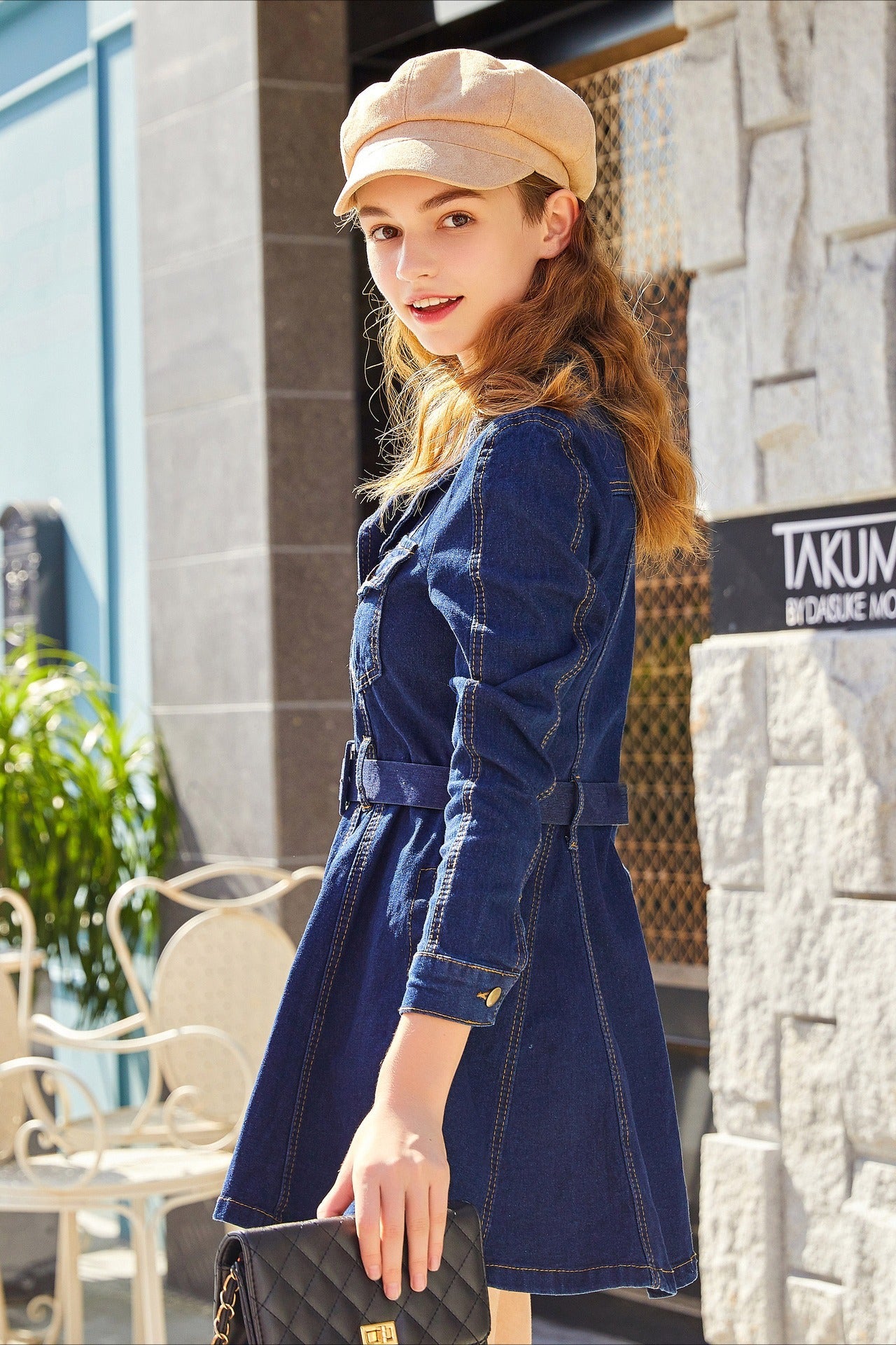 Casual Belted Denim Dress