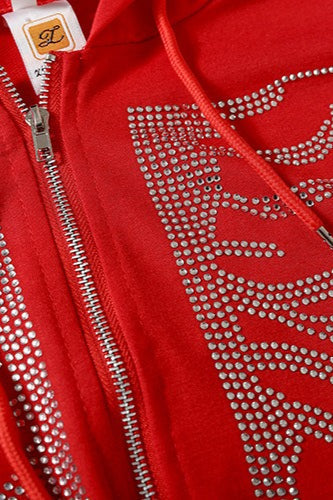 Rhinestone Skeleton Zip Up Hoodie