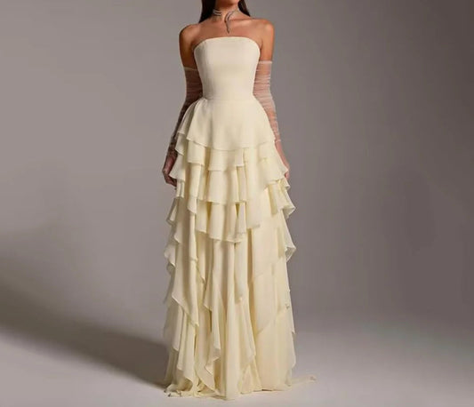 Tiered Light Chiffon Prom Dress
