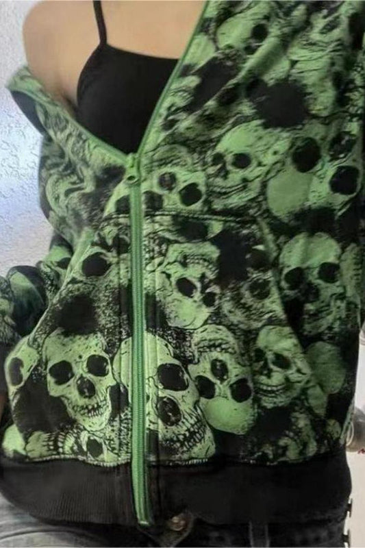 Skull Graphic Zip-Up Hoodie