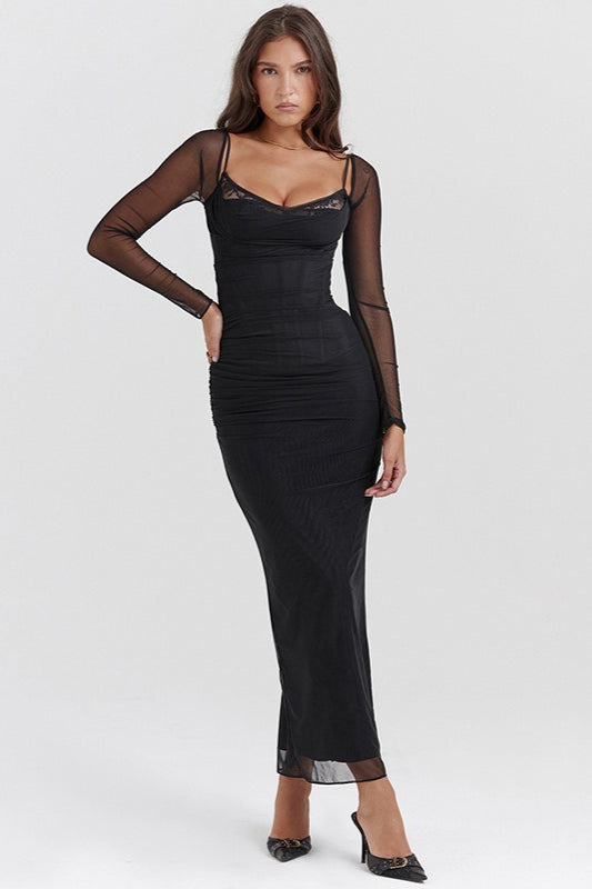 Backless Split Bodycon Maxi Dress