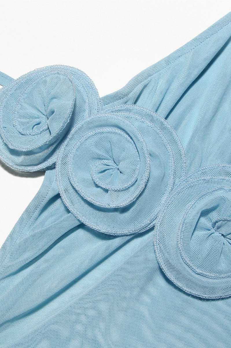 Sheer Floral Halter Party Dress