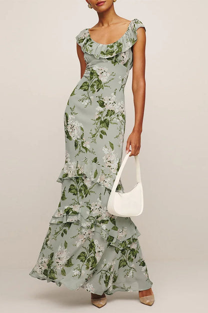 Elegant Ruffle Floral Dress