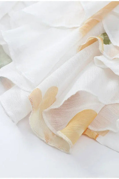 Printed Scarf Collar Mini Dress