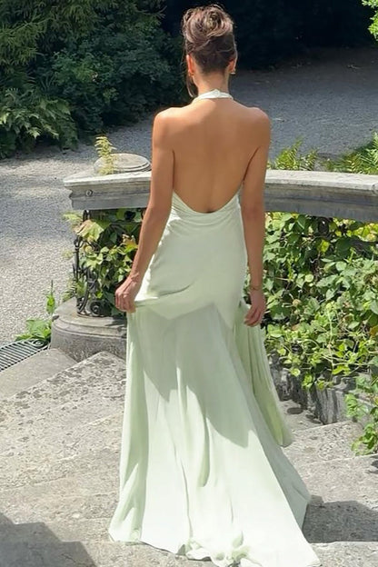 Deep V-Neck Sheer Back Party Dress