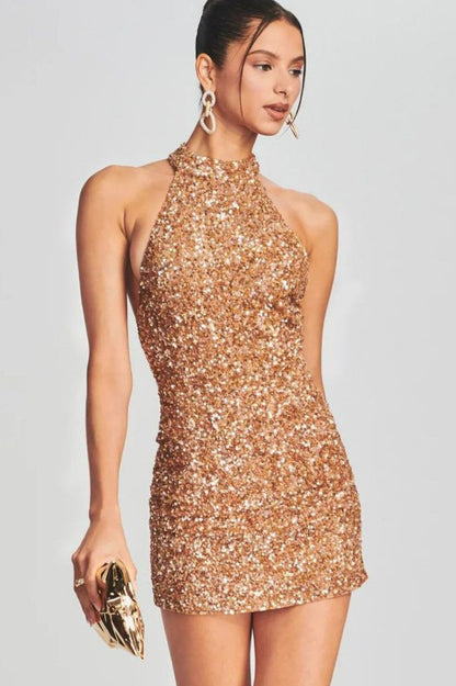 Sexy Shiny Slim Backless Sequin Dress