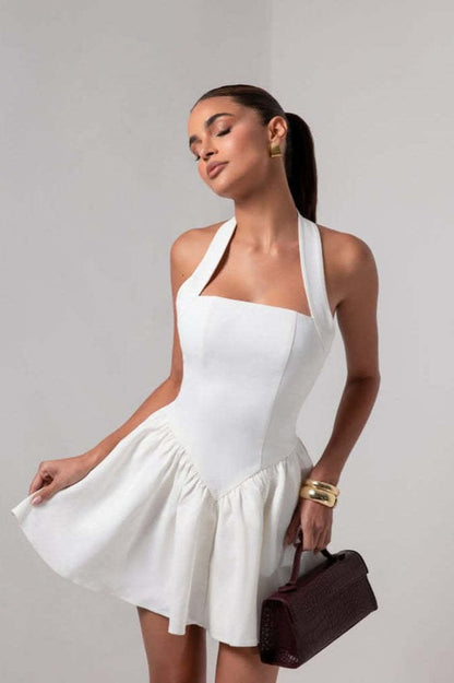 Low-Back Ruffle Mini Party Dress