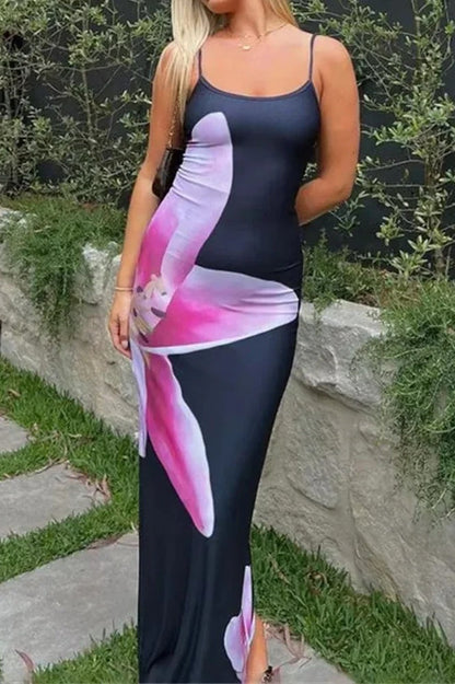 Floral Spaghetti Strap Sleeveless Maxi Dress