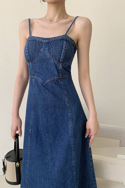 Slim Fit Maxi Denim Dress