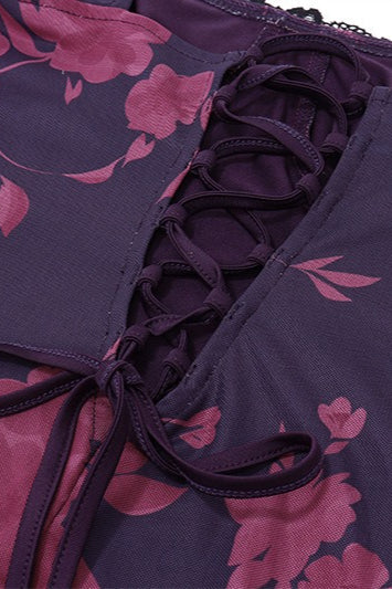 Retro Print Slit Party Dress