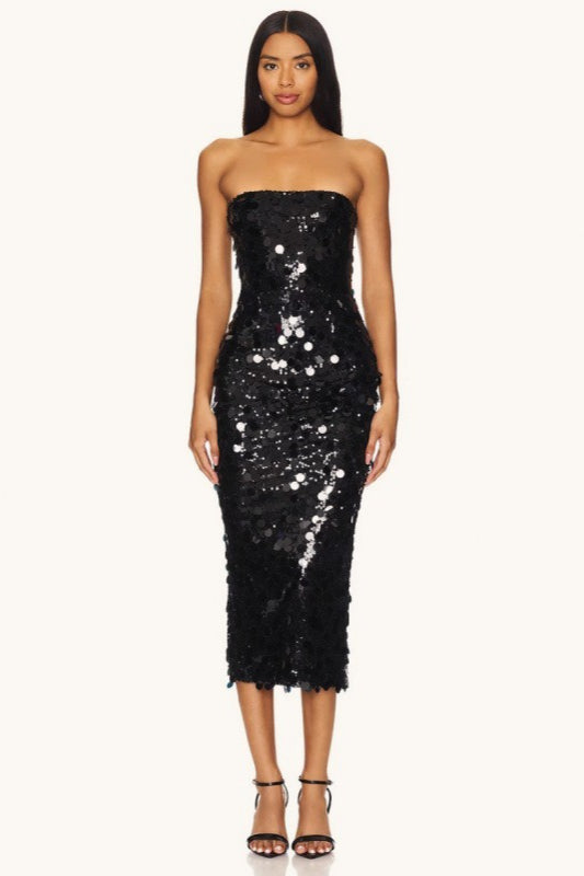 Strapless Backless Sequin Split Sexy Party Sequin Dress