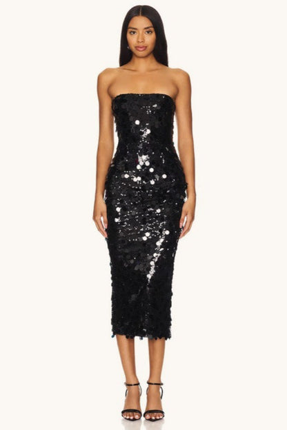 Strapless Backless Sequin Split Sexy Party Sequin Dress