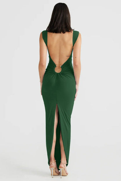 Slit V-Neck Bodycon Dress