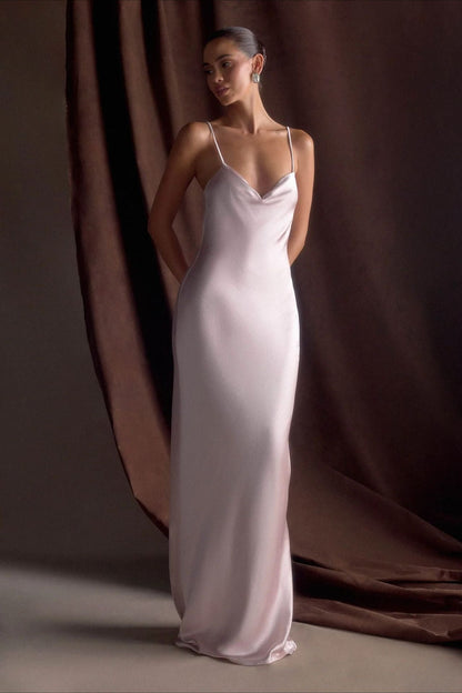 Draped Maxi Silk Dress