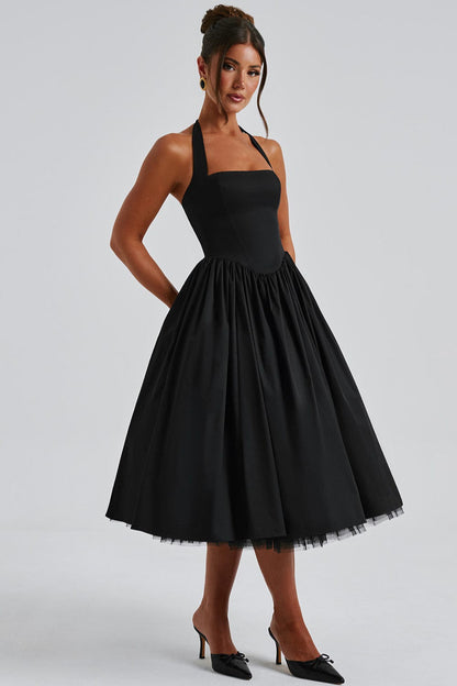 Tie-Waist Puff Party Dress