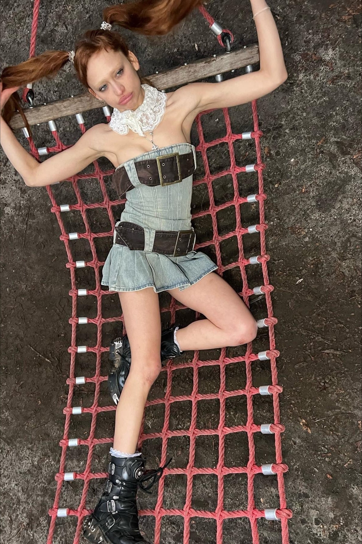 Y2K Pleated Denim Dress