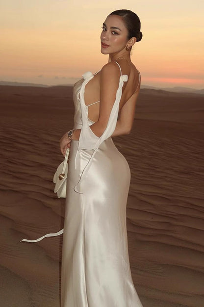 Cami Backless Sexy Maxi Silk Dress
