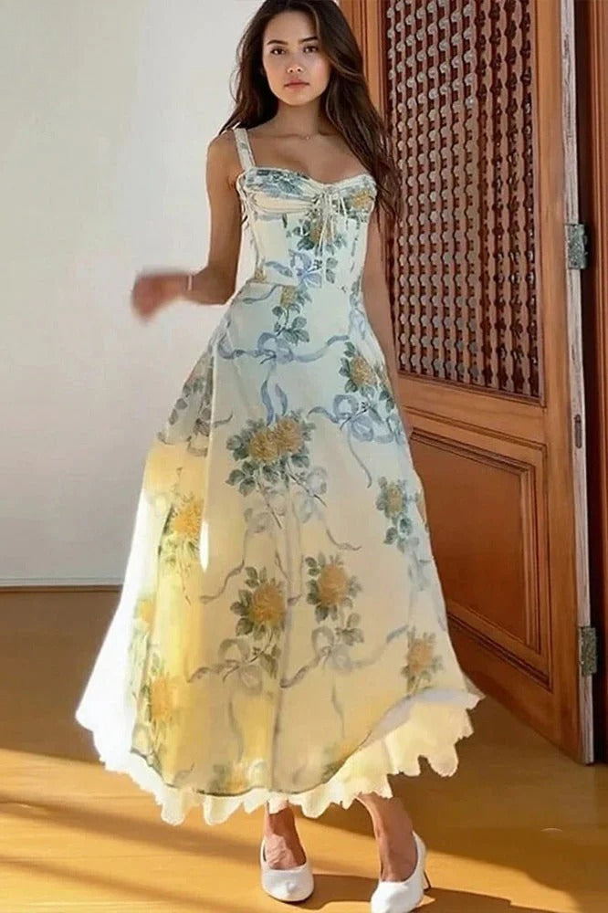 Elegant Printed A-Line Floral Dress