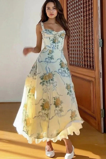 Elegant Printed A-Line Floral Dress