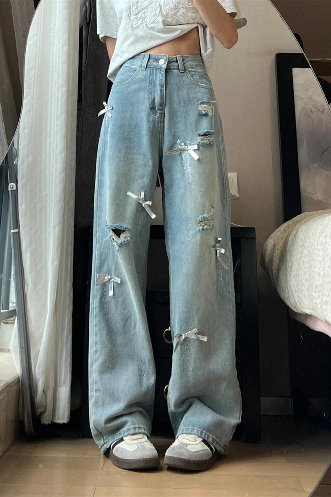 Bowtie Distressed Light Denim Jeans