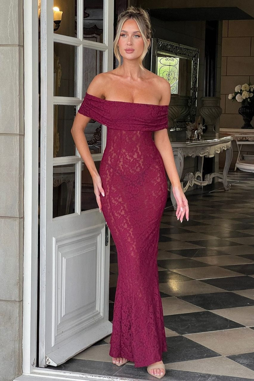 Sexy Floral Lace Backless Lace Dress