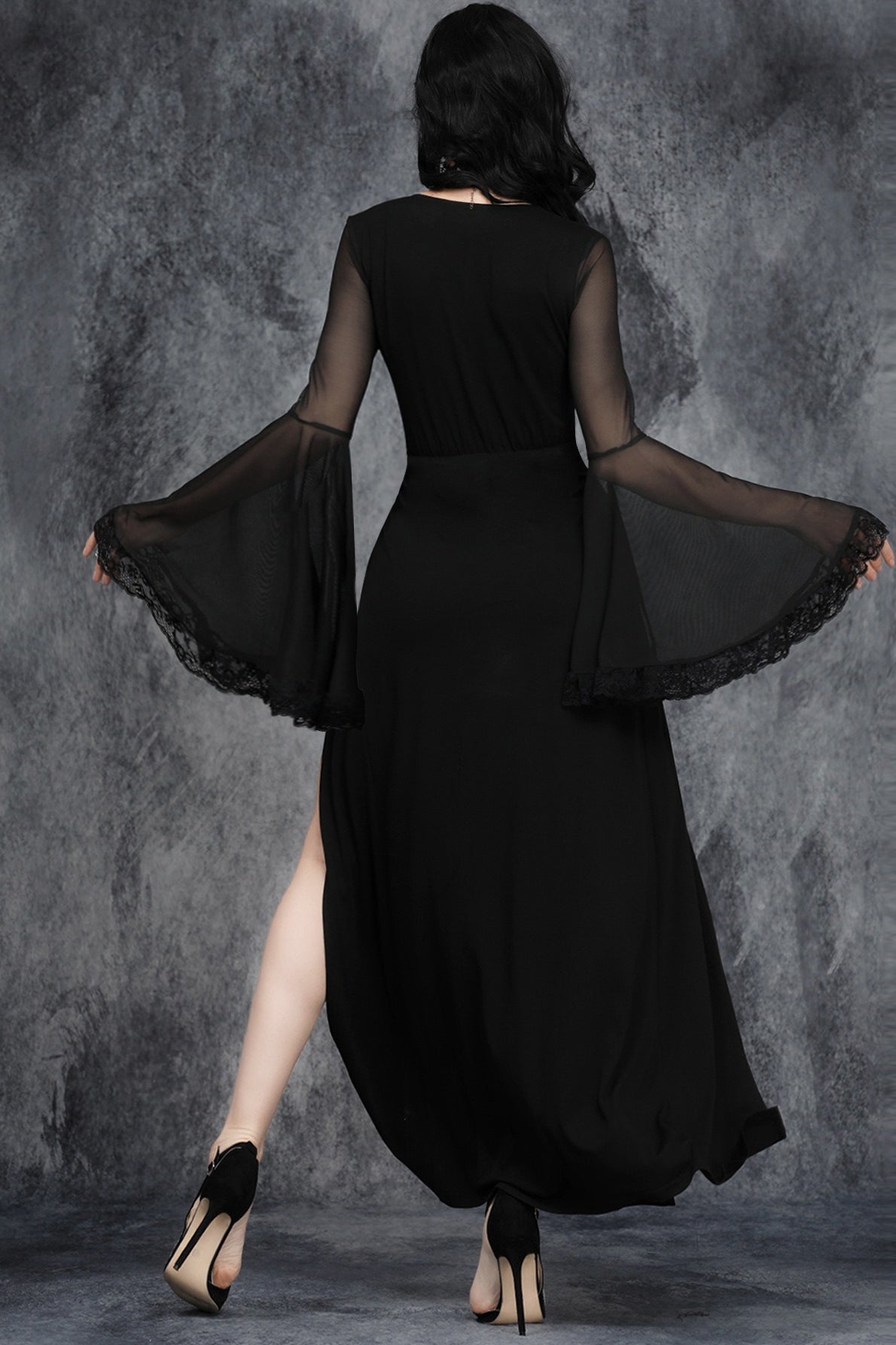 Halloween Gothic Lace Split Bell Sleeve Dress