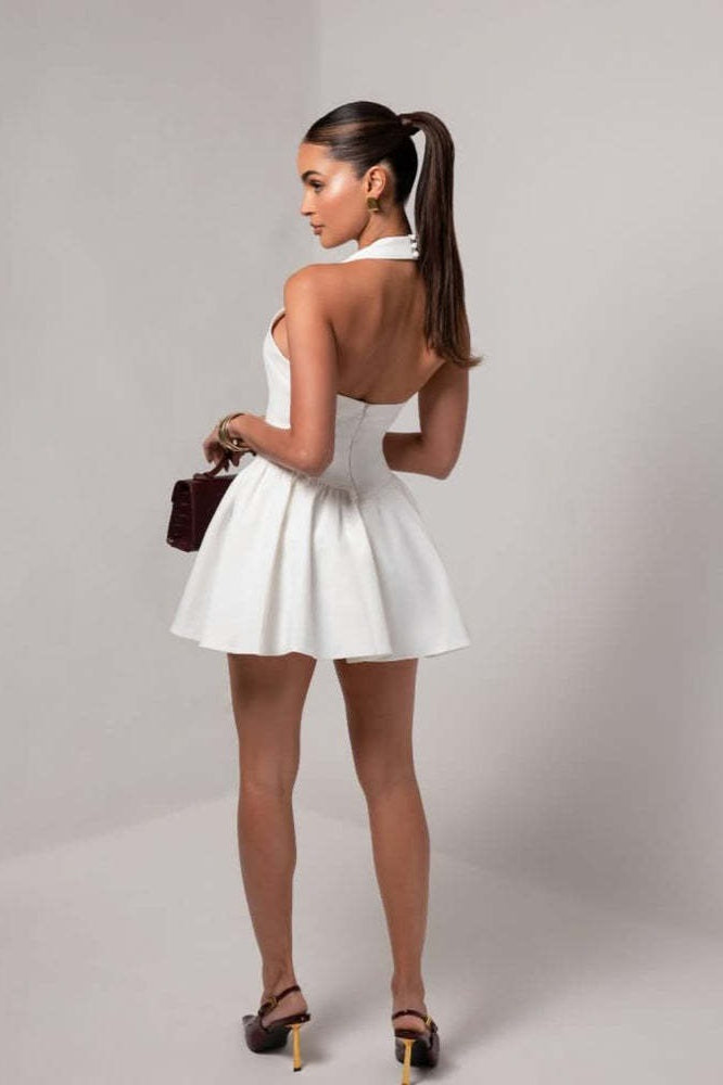 Low-Back Ruffle Mini Party Dress