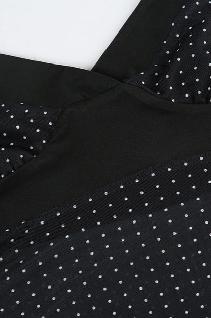 Sheer Polka Dot V-Neck Halter Cami Crop Top