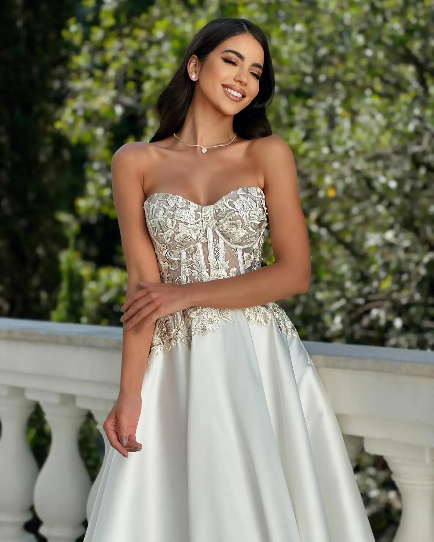 Strapless Satin Ball Gown Prom Dress